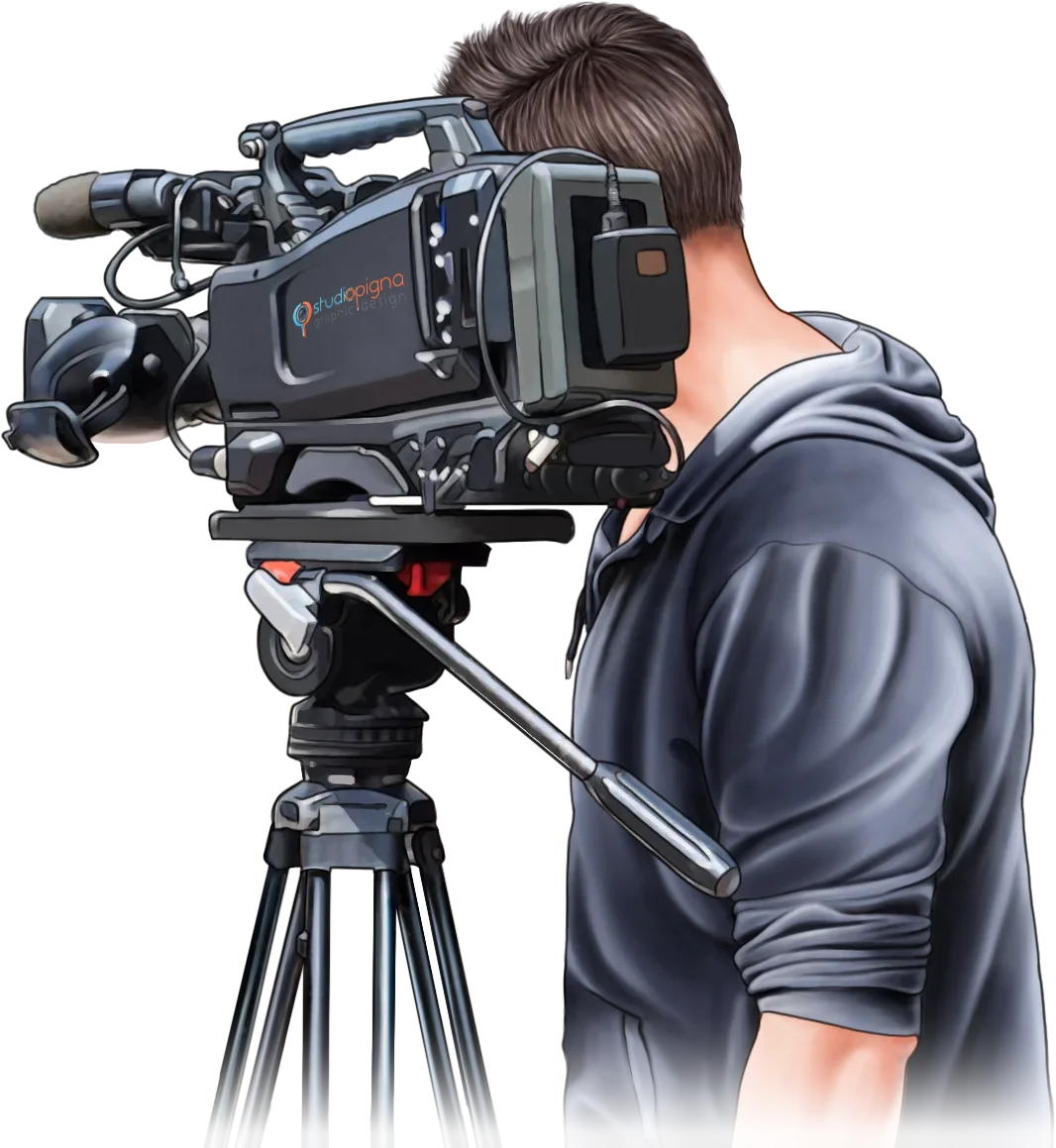 Cameramen di StudioPigna durante le riprese video professionali in studio e on location