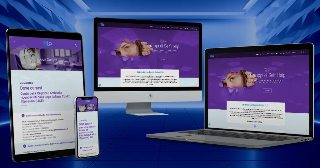 Anteprima del sito web ELO Epilessia Lombardia Onlus progettato da StudioPigna su desktop, smartphone, tablet e portatile