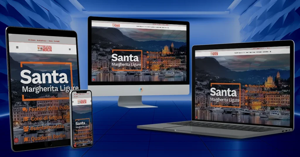 Anteprima del sito web dell’Associazione Culturale Isaiah Berlin, con contenuti culturali e corsi estivi, progettato da StudioPigna su desktop, smartphone, tablet e portatile