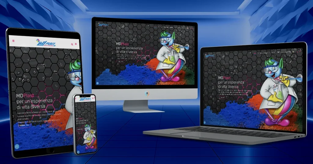 Anteprima del sito web MD Plast S.p.A. progettato da StudioPigna su desktop, smartphone, tablet e portatile