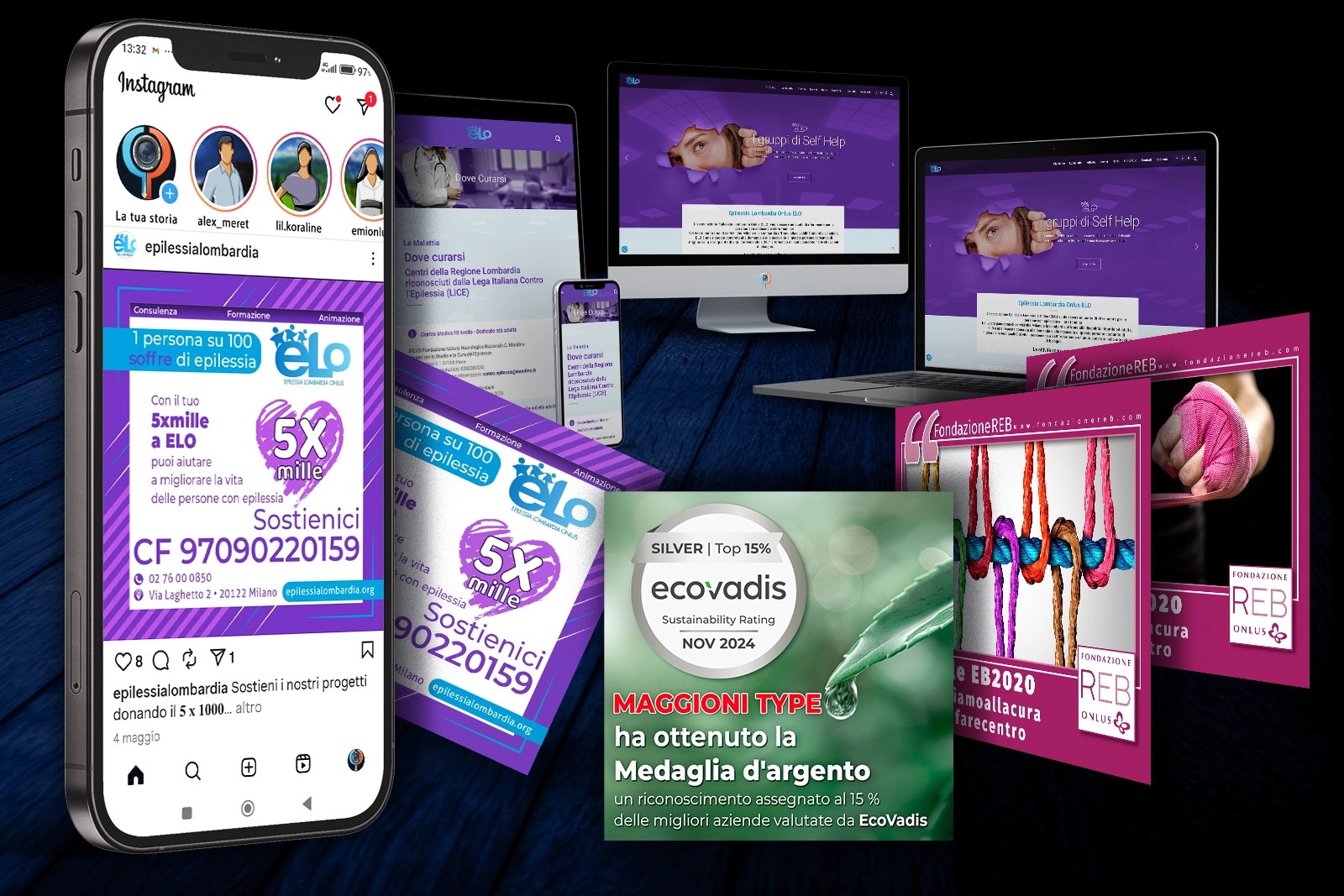 Illustrazione rappresentativa dei servizi web di Studio Pigna: creazione di siti web, banner per il web e immagini per post sui social