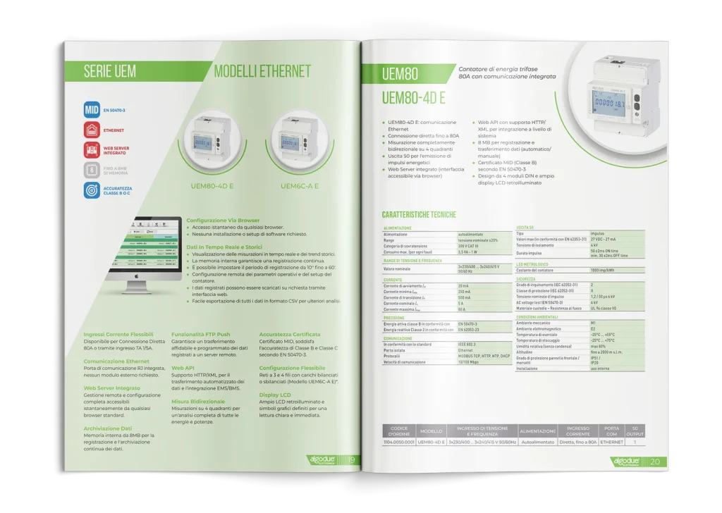 Layout doppia pagina catalogo prodotti Algodue