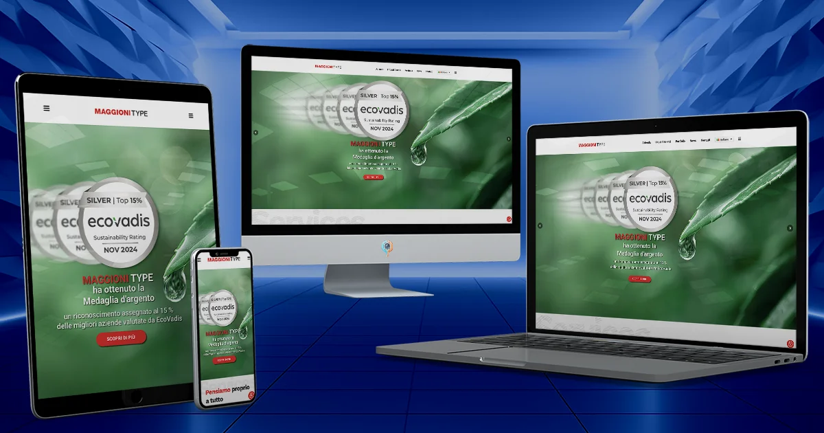 Realizzazione sito web professionale per Maggioni Type tipografia — responsive su desktop, tablet e smartphone
